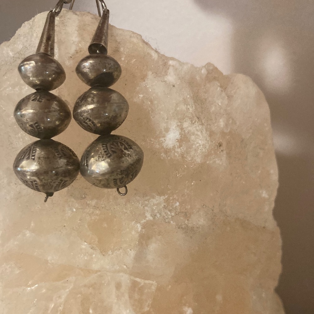 Silver cylinder earrings
